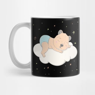 Lovely cute Quokka is sleeping on a white cloud Mug